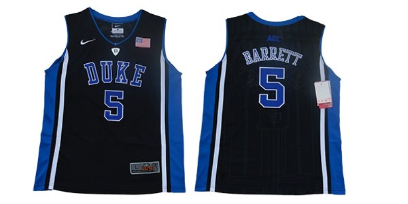 NCAA Duke Blue Devils 5 R.J. Barrett Black College Basketball Men Jersey