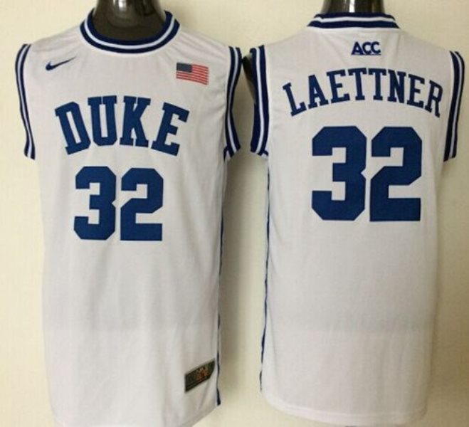 NCAA Duke Blue Devils 32 Christian Laettner White Basketball New Men Jersey