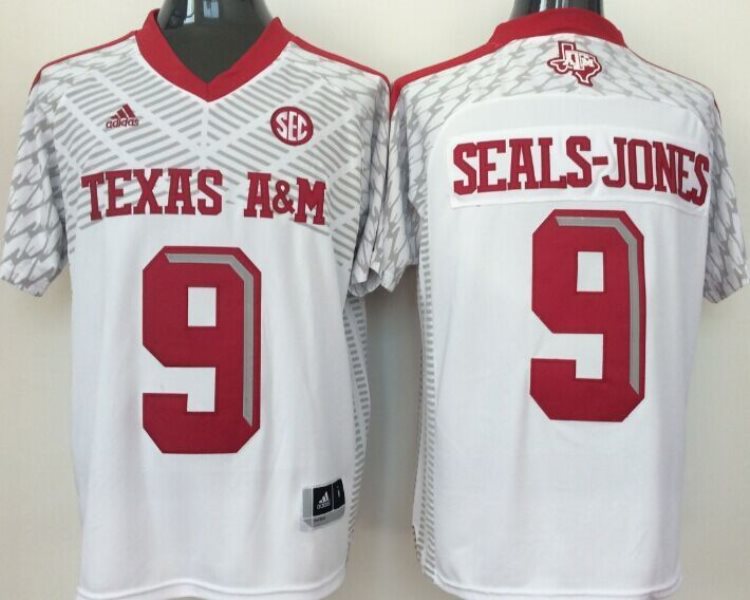 NCAA Texas A&M Aggies 9 Ricky Seals-Jones White College Football Adidas Men Jersey