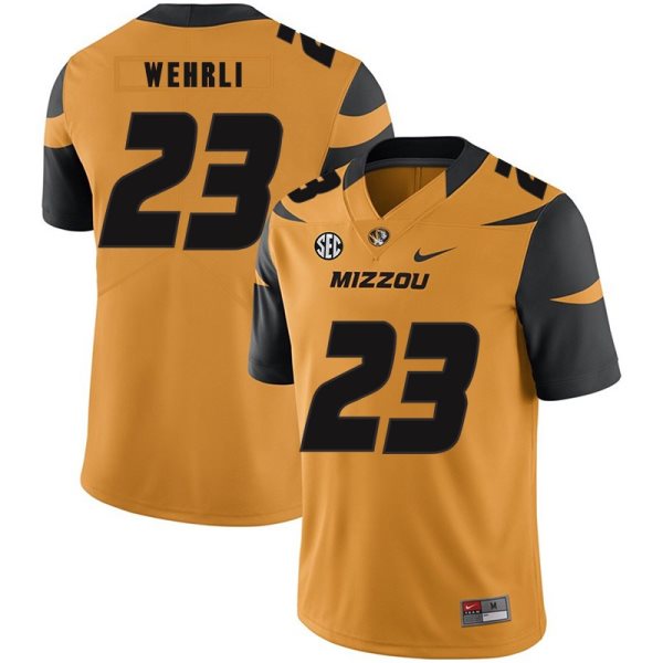 NCAA Missouri Tigers 23 Roger Wehrli Gold Nike College Football Men Jersey