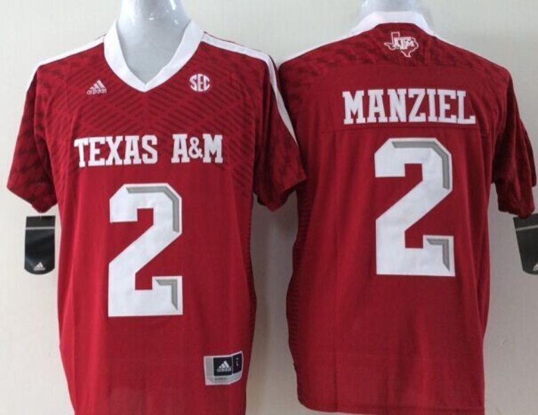 NCAA Texas A&M Aggies 2 Johnny Manziel Red College Football Adidas Men Jersey