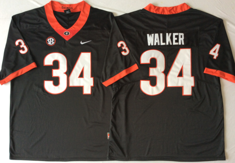 NCAA Georgia Bulldogs 34 Herschel Walker Vapor Black Limited SEC Patch Men Jersey