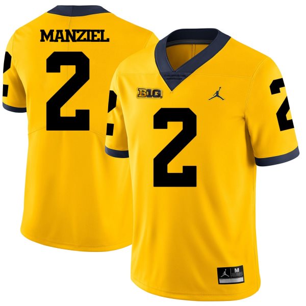 NCAA Michigan Wolverines 2 Johnny Manziel Yellow College Football Legend Men Jersey