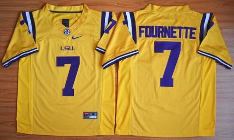 NCAA LSU Tigers 7 Leonard Fournette Gold Limited Men Jersey