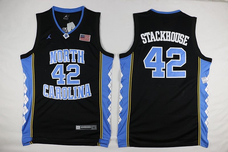 NCAA North Carolina Tar Heels 42 Jerry Stackhouse Black Basketball Swingman Men Jersey