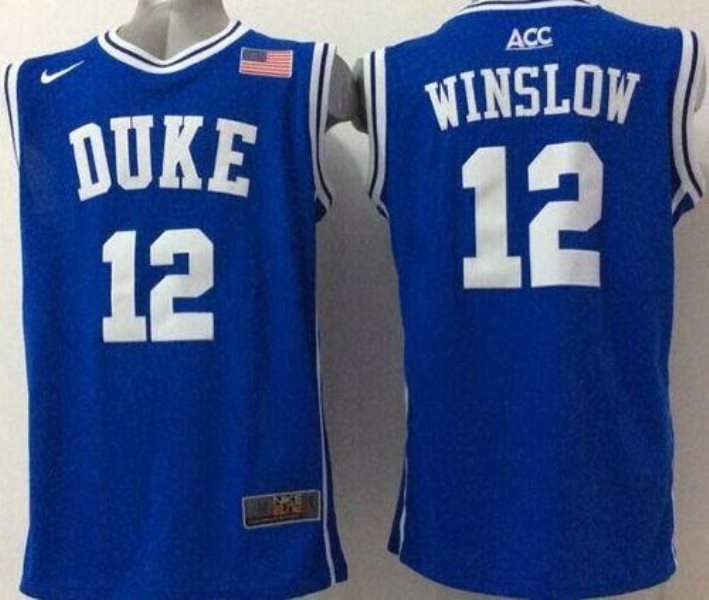 NCAA Duke Blue Devils 12 Justise Winslow Blue Basketball Men Jersey