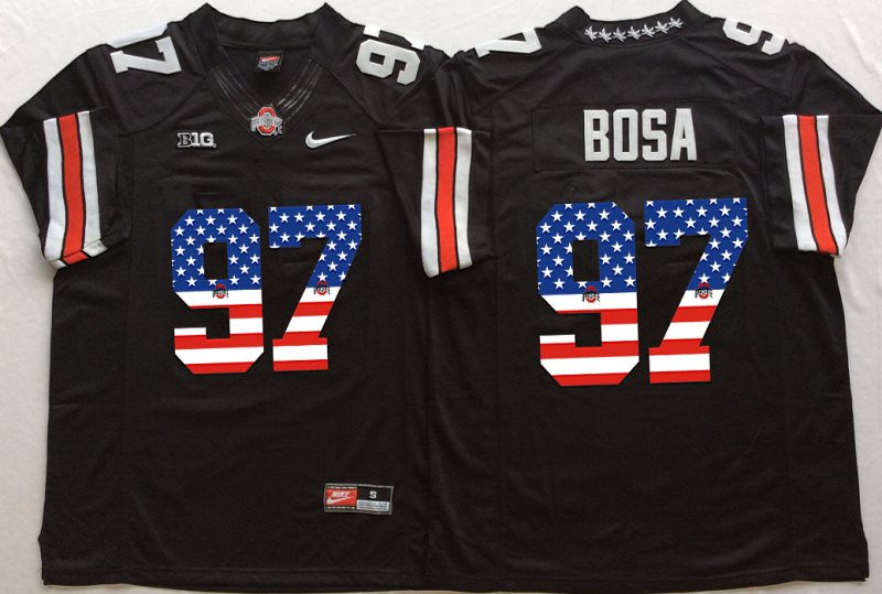 NCAA Ohio State Buckeyes 97 Joey Bosa Black USA Flag Men Jersey