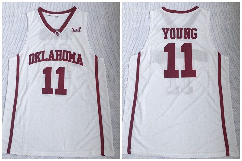 NCAA Oklahoma Sooners 11 Trae Young White College Basketball Men Jersey