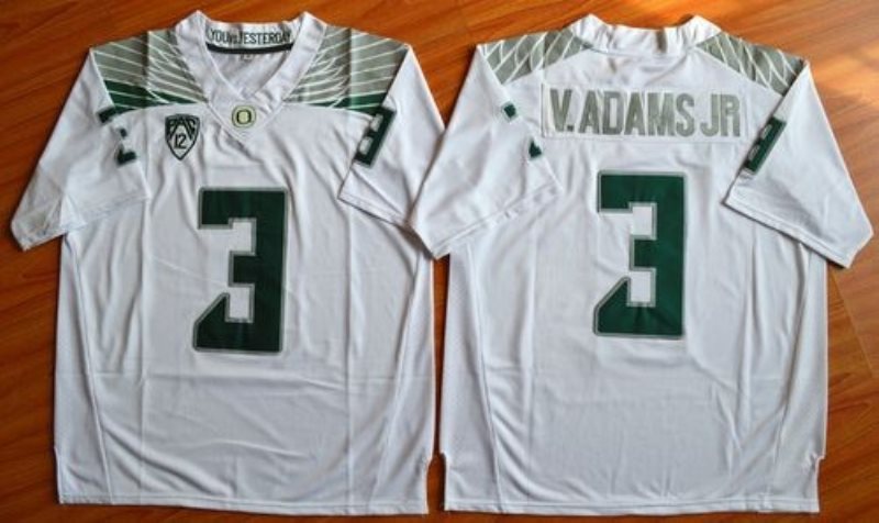 NCAA Oregon Ducks 3 Vernon Adams Jr. Olive White Men Jersey With Pac-12 Patch