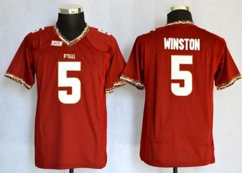 NCAA Florida State Seminoles 5 Jameis Winston Red Kid Men Jersey