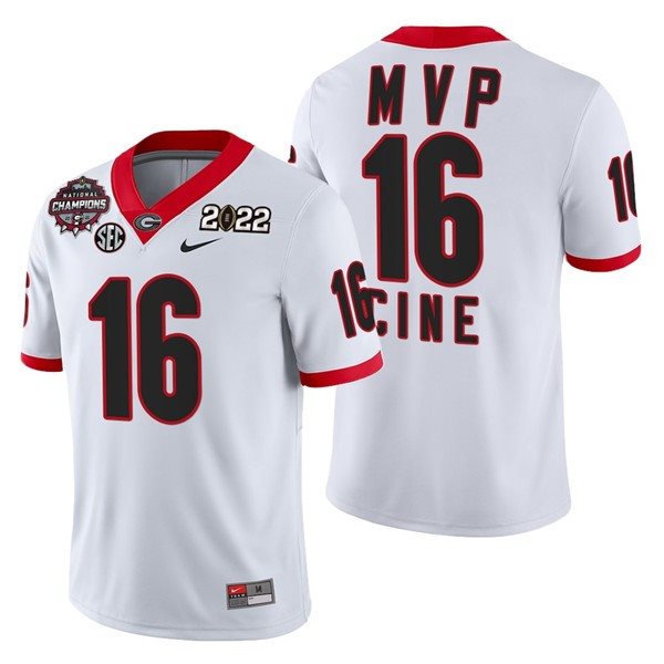 NCAA Georgia Bulldogs 16 Lewis Cine 2021-22 National Champions White College Football Limited Men Jersey