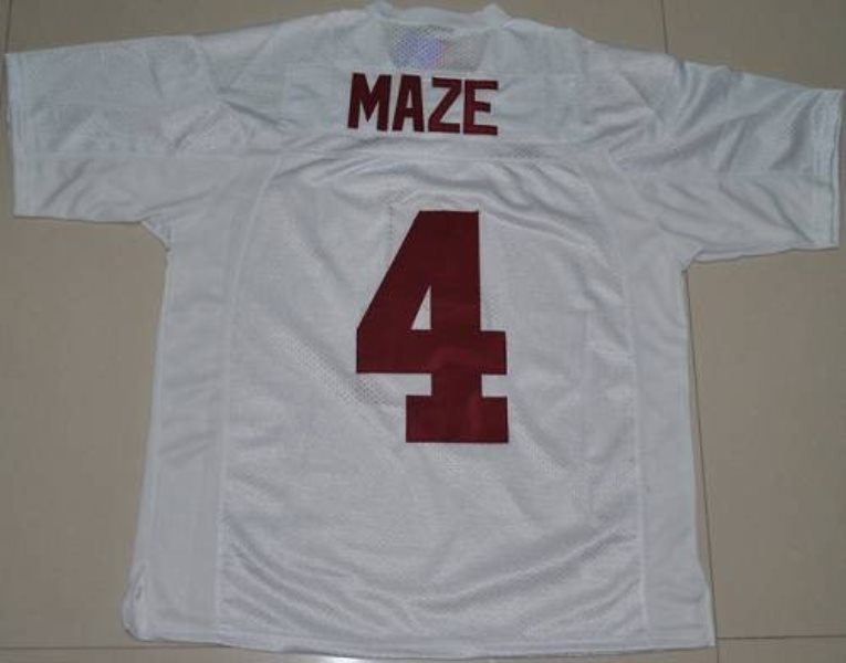 NCAA Alabama Crimson Tide 4 Marquis Maze White Men Jersey