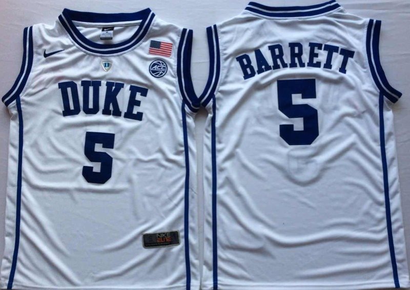 NCAA Duke Blue Devils 5 RJ Barrett White Nike College Basketball Men Jersey