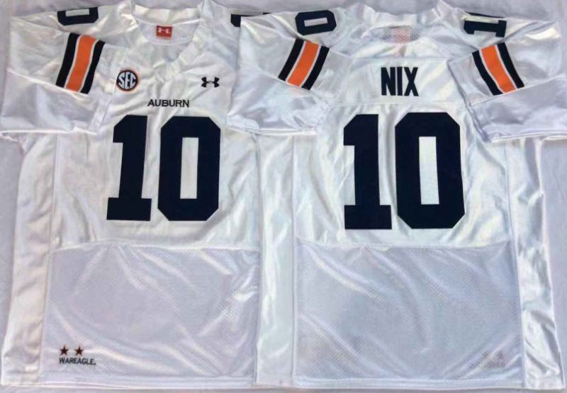NCAA Auburn Tigers 10 Bo Nix White College Football Men Jersey