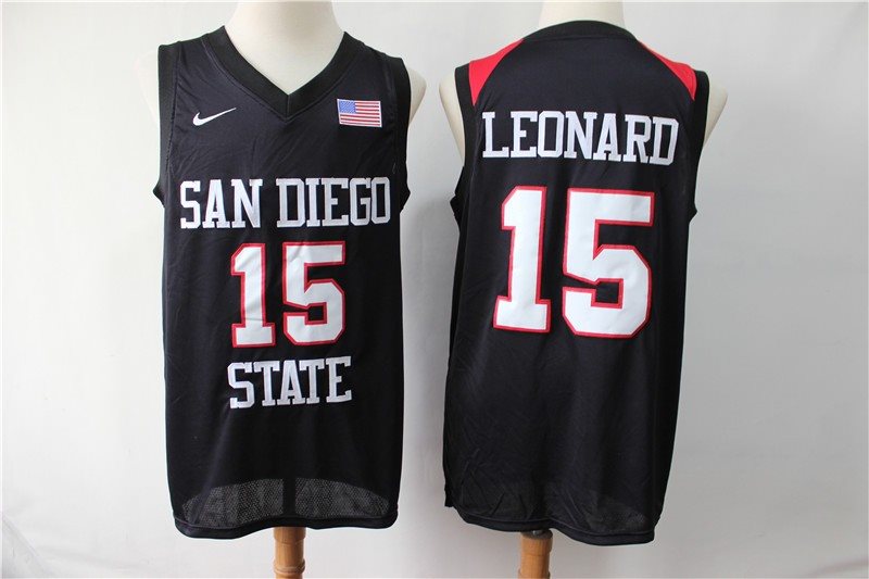 NCAA San Diego State 15 Kawhi Leonard Black College Basketball Men Jersey