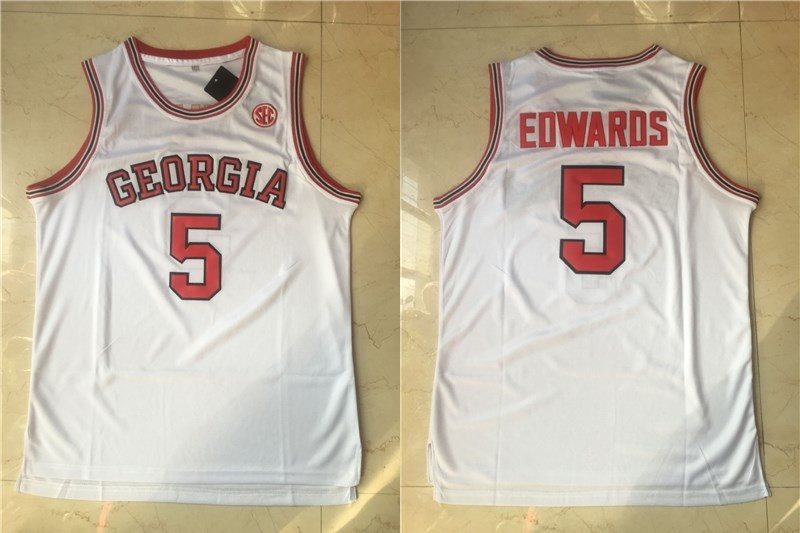NCAA Georgia Bulldogs 5 Anthony Edwards College White Basketball Men Jersey