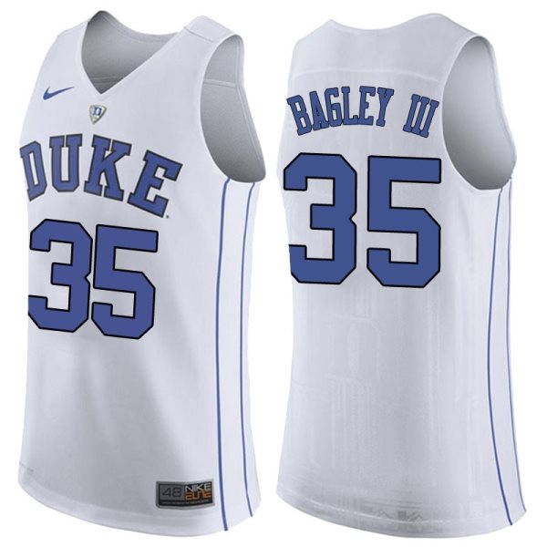 NCAA Duke Blue Devils 35 Marvin Bagley III White Basketball Men Jersey