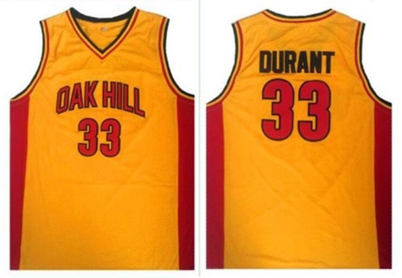 High School Oak Hill Academy 33 Kevin Durant Gold NBA Men Jersey