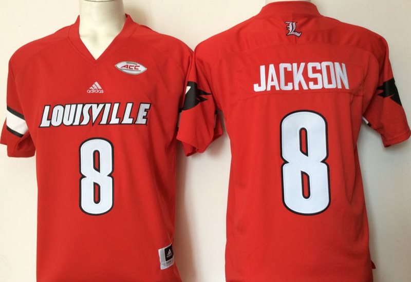 NCAA Louisville Cardinals 8 Lamar Jackson Red College Football Men Jersey