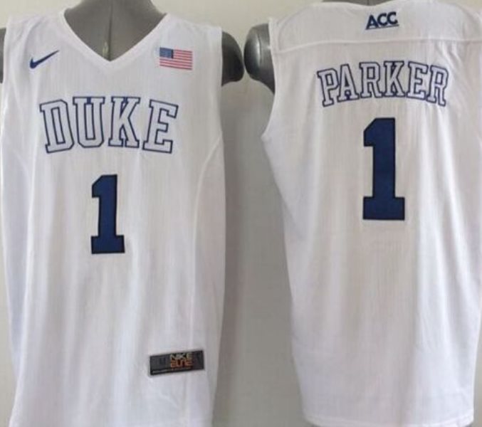NCAA Duke Blue Devils 1 Jabari Parker White Basketball Elite Men Jersey