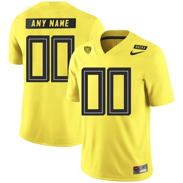 NCAA Oregon Ducks Yellow Men's Customized Nike College Football Men Jersey