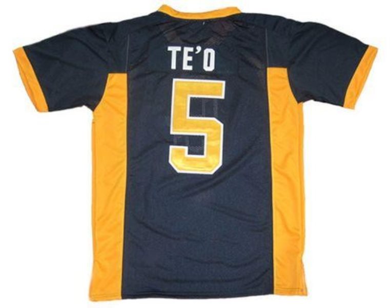 High School Punahou 5 Manti Te'o Navy Blue Embroidered Men Jersey