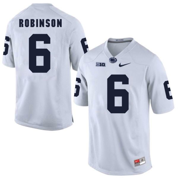 NCAA Penn State Nittany Lions 6 Andre Robinson White Football Men Jersey