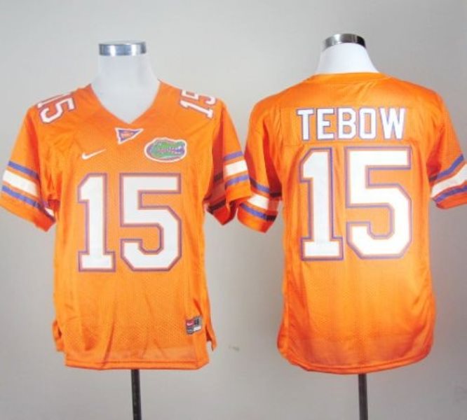 NCAA Florida Gators 15 Tim Tebow Orange Men Jersey