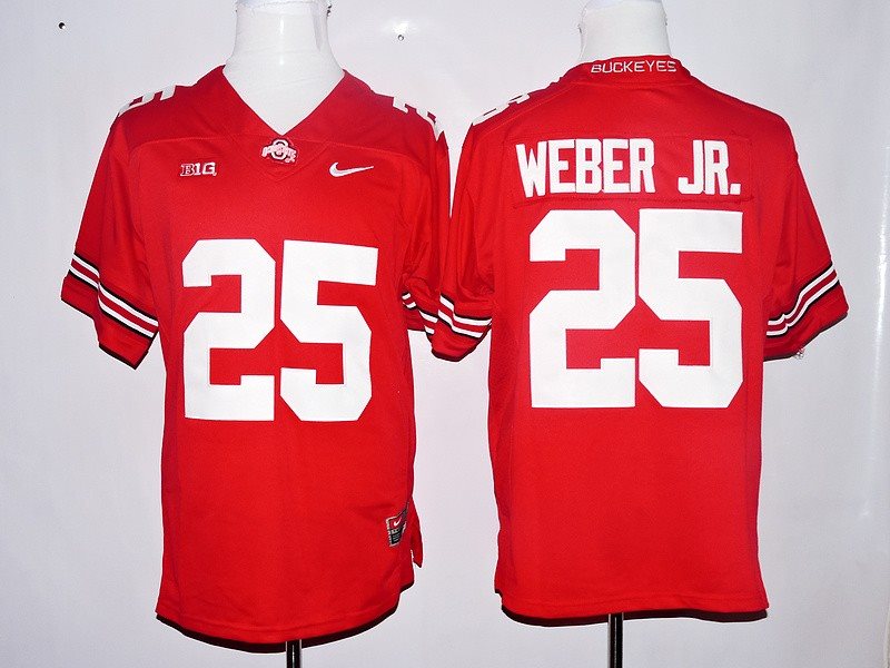 NCAA Ohio State Buckeyes 25 Mike Weber Jr. Red Football Men Jersey