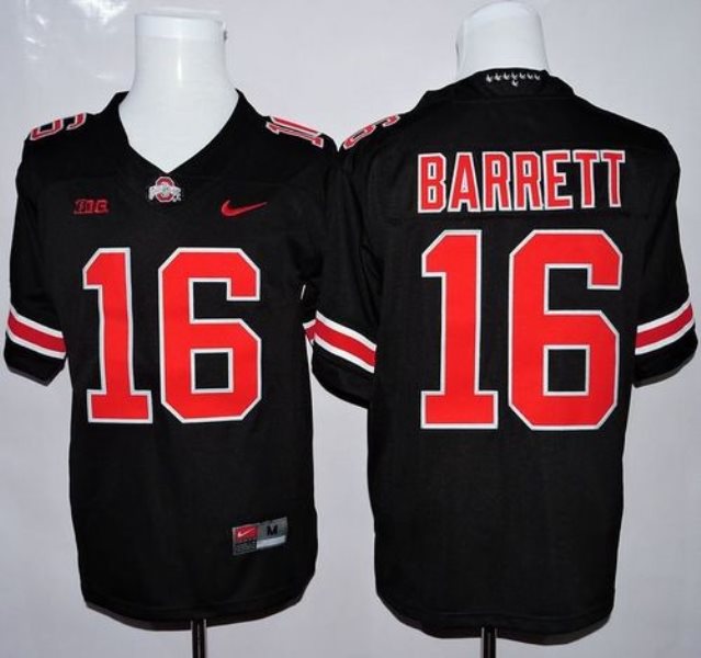 NCAA Ohio State Buckeyes 16 J. T. Barrett Black(Red ) Limited Men Jersey With BIG Patch