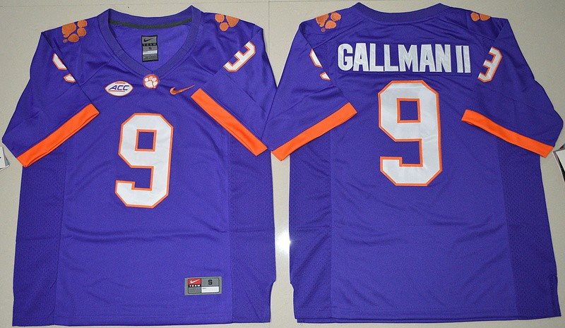 NCAA Clemson Tigers 9 Wayne Gallman II 2016-17 Limited Purple Football Men Jersey