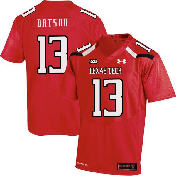 NCAA Texas Tech Red Raiders 13 Cameron Batson Red College Football Men Jersey