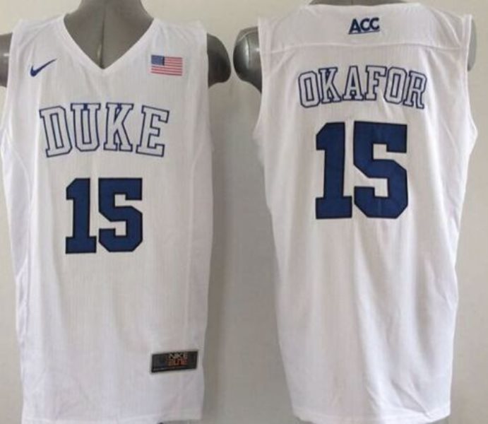 NCAA Duke Blue Devils 15 Jahlil Okafor White Basketball Elite Men Jersey