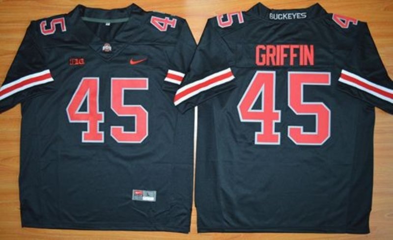 NCAA Ohio State Buckeyes 45 Archie Griffin Black(Red ) Limited Big Patch Men Jersey