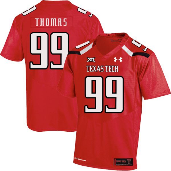 NCAA Texas Tech Red Raiders 99 Mychealon Thomas Red College Football Men Jersey