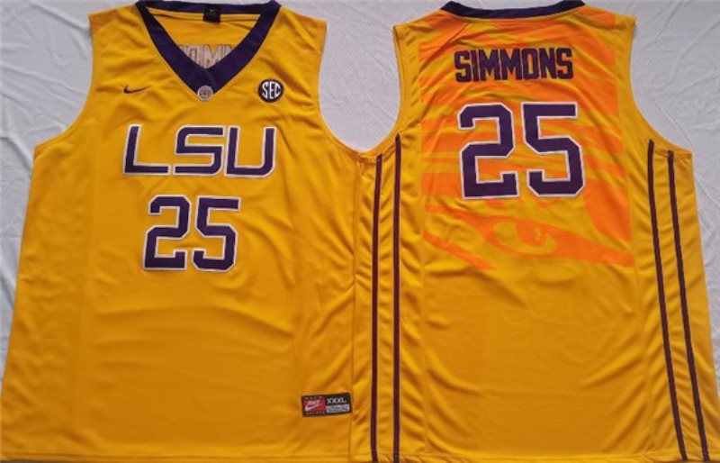 NCAA LSU Tigers 25 Ben Simmons Yellow Men Jersey
