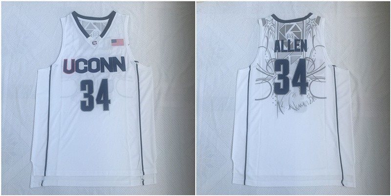 NCAA UConn Huskies 34 Ray Allen White College Basketball Men Jersey
