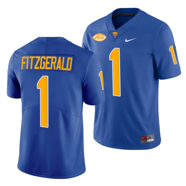 NCAA University of Pittsburgh 1 Larry Fitzgerald Blue Customized Men Jersey