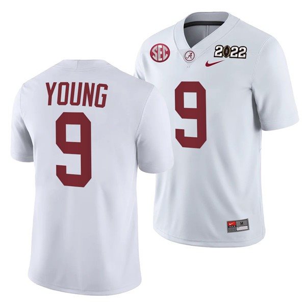 NCAA Alabama Crimson Tide 9 Bryce Young 2022 Patch White College Football Limited Men Jersey