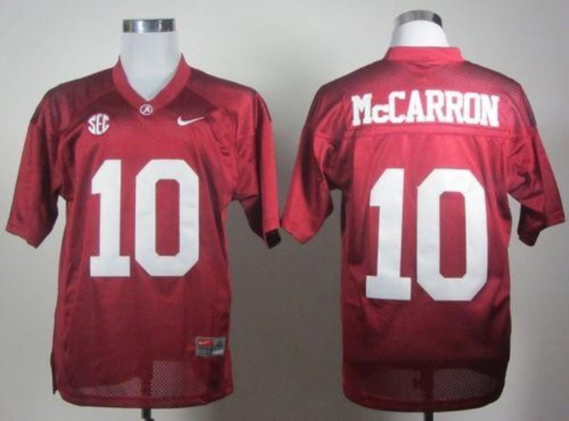NCAA Alabama Crimson Tide 10 AJ McCarron Red 2012 SEC Patch Men Jersey