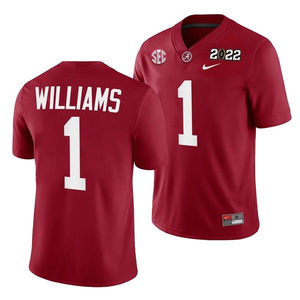 NCAA Alabama Crimson Tide 1 Jameson Williams 2022 Patch Red College Football Stitched Jersey