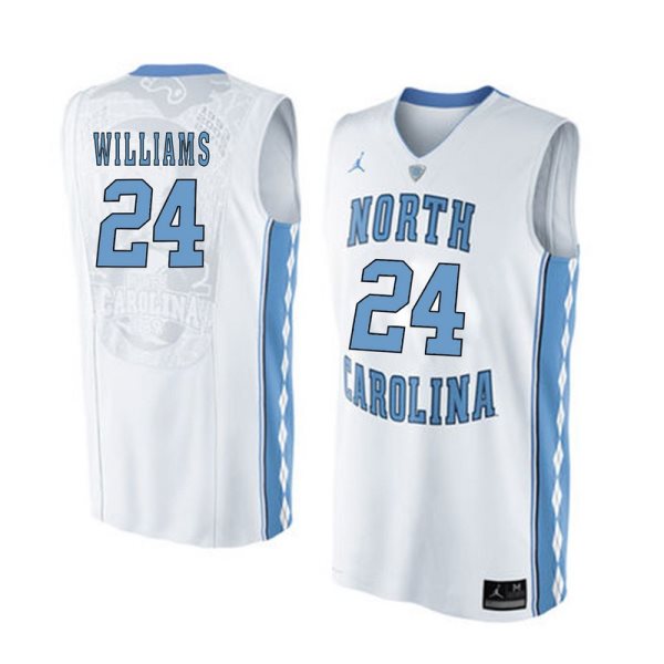 NCAA North Carolina Tar Heels 24 Kenny Williams White Basketball Men Jersey