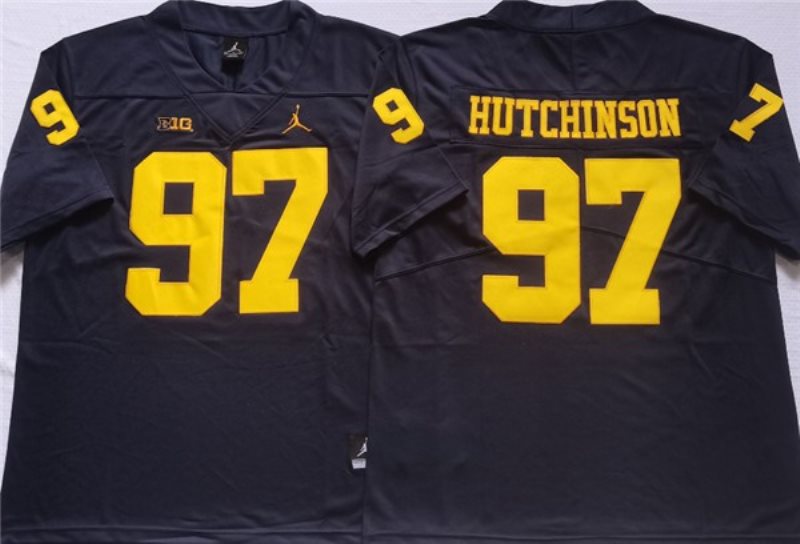 NCAA Michigan Wolverines 97 HUTCHINSON Blue Men Jersey