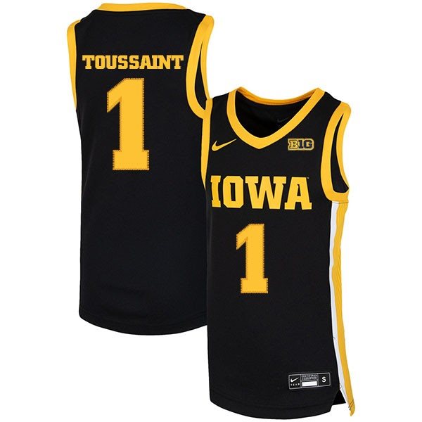 NCAA Iowa Hawkeyes 1 Joe Toussaint Black Nike College Men Jersey