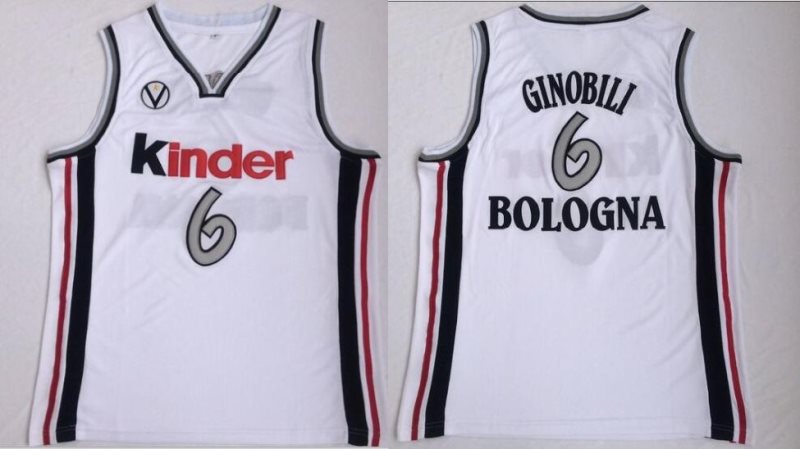 NCAA Virtus Pallacanestro Bologna 6 Manu Ginobili White Basketball Men Jersey