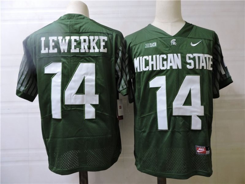 NCAA Michigan State Spartans 14 LEWERKE Green Men Jersey