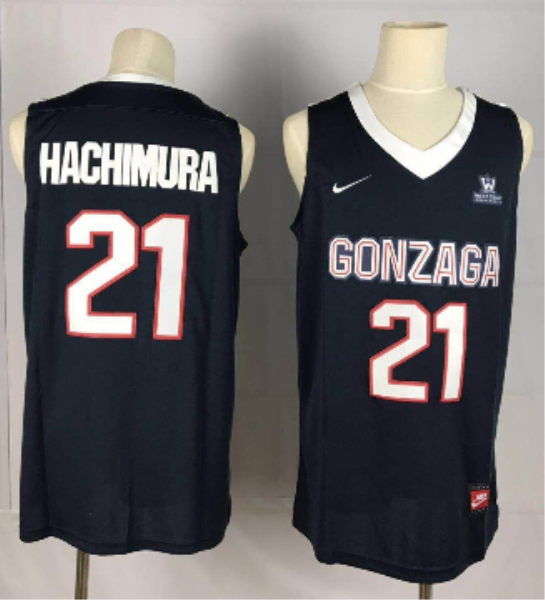 NCAA Gonzaga Bulldogs 21 Rui Hachimura Navy College Basketball Men Jersey