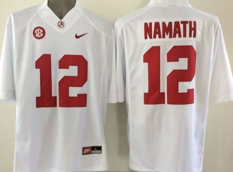 NCAA Alabama Crimson Tide 12 Joe Namath White Men Jersey