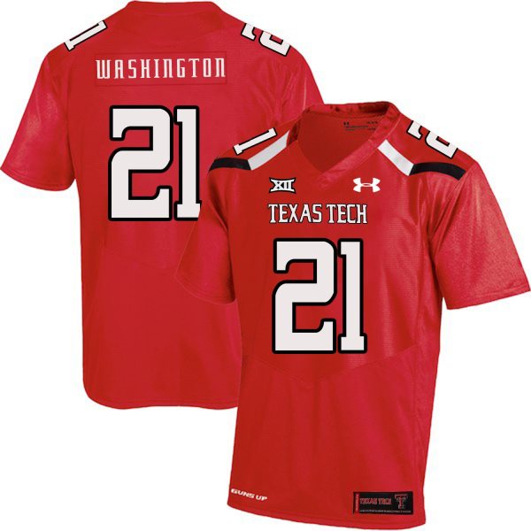 NCAA Texas Tech Red Raiders 21 DeAndre Washington Red College Football Men Jersey