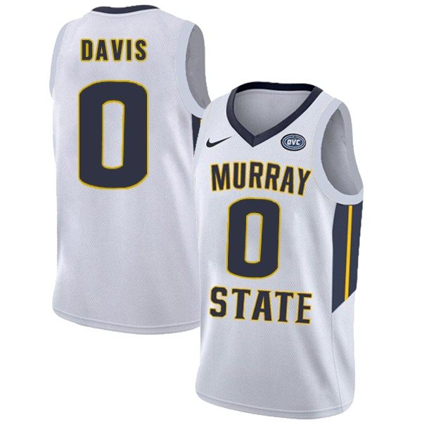 NCAA Murray State Racers 0 Mike Davis White College Basketball Men Jersey